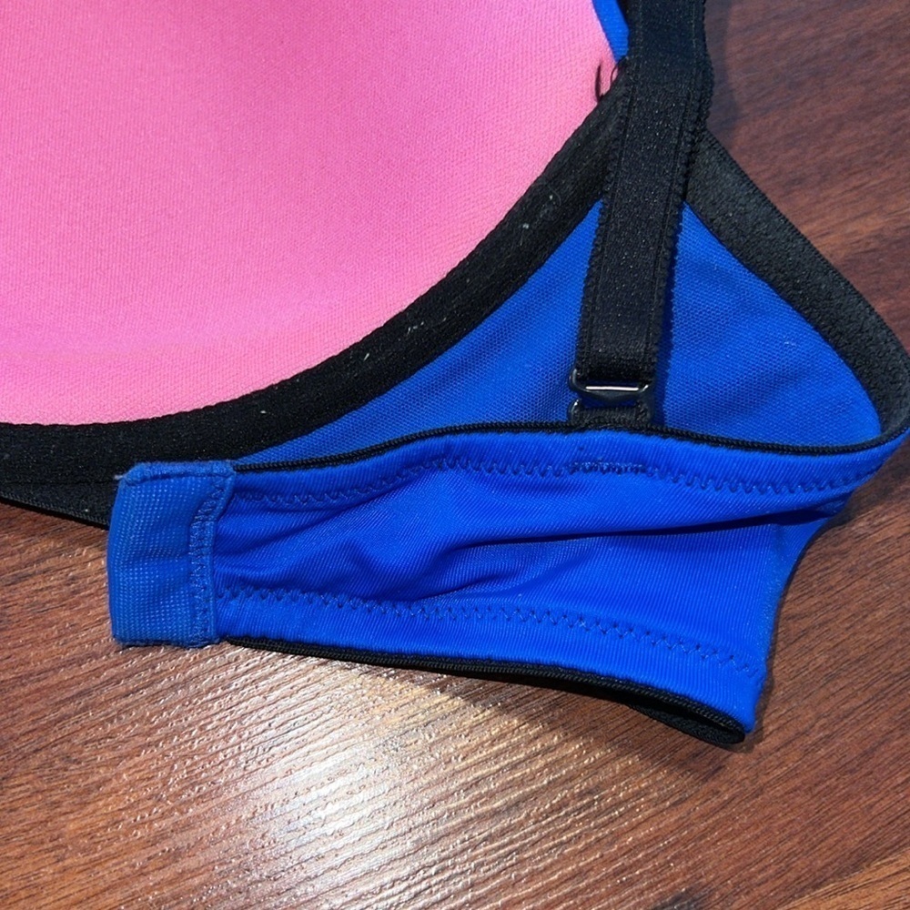 Victoria’s Secret Pink Wear Everywhere Demi 36DD royal blue & black no padding - Picture 6 of 10